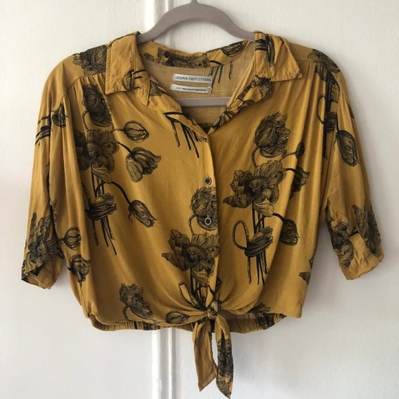Urban Outfitters Tops - Urban Outfitters Jena Printed Tie-Front Blouse